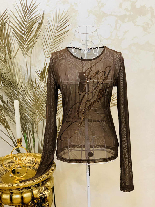 Bluza maro cu paiete