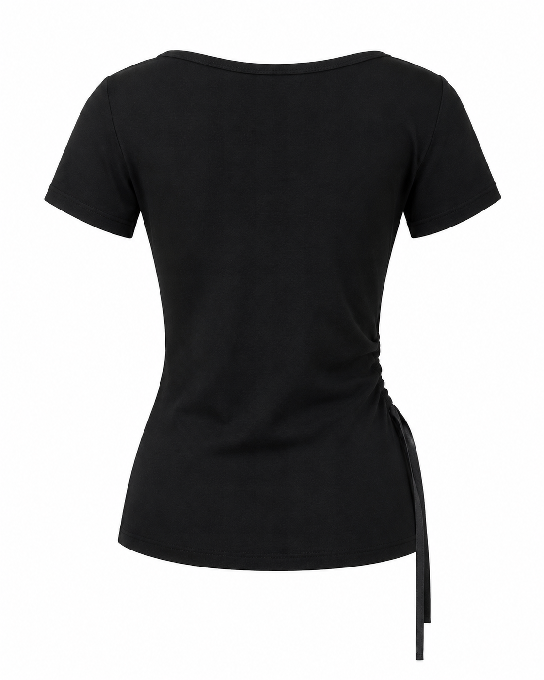 Tricou negru din bumbac cu nasturi bijuterie si detalii strass