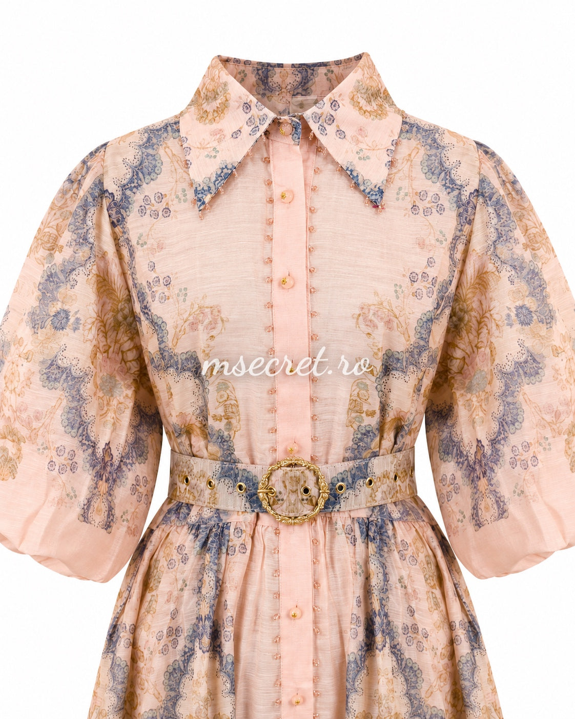 Ina long linen dress with floral print