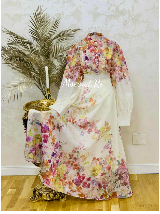 Compleu floral cu fusta lunga