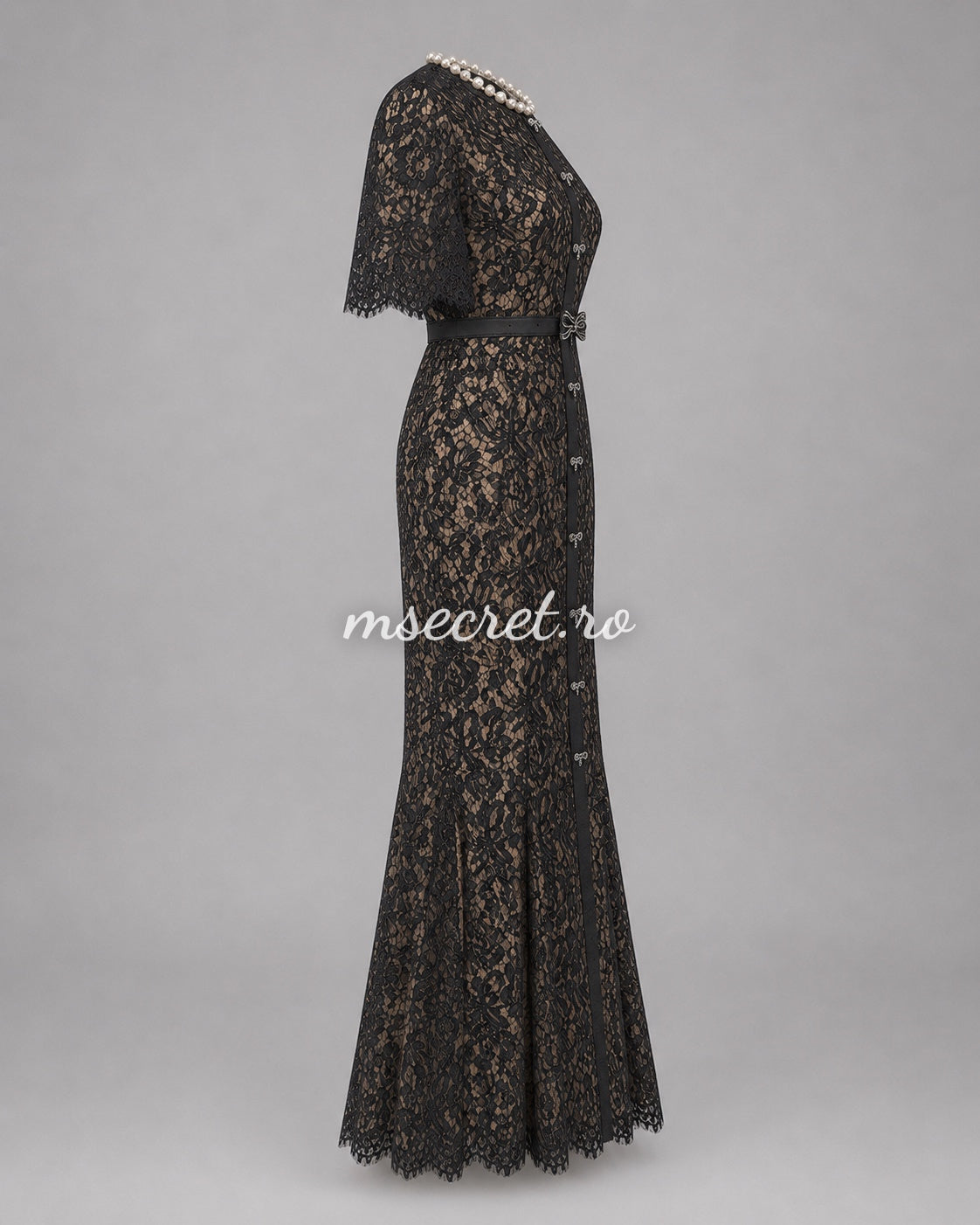 Black lace dress with beaded details