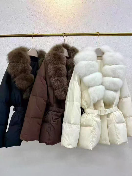 Geaca impermeabilă anti-vânt cu blana naturala