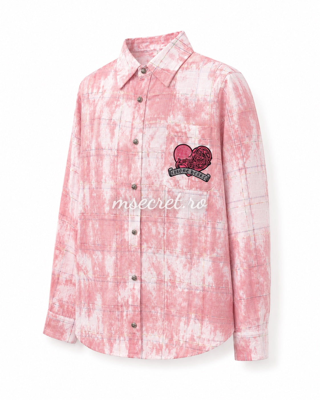 Oversized pink shirt with an artistic print