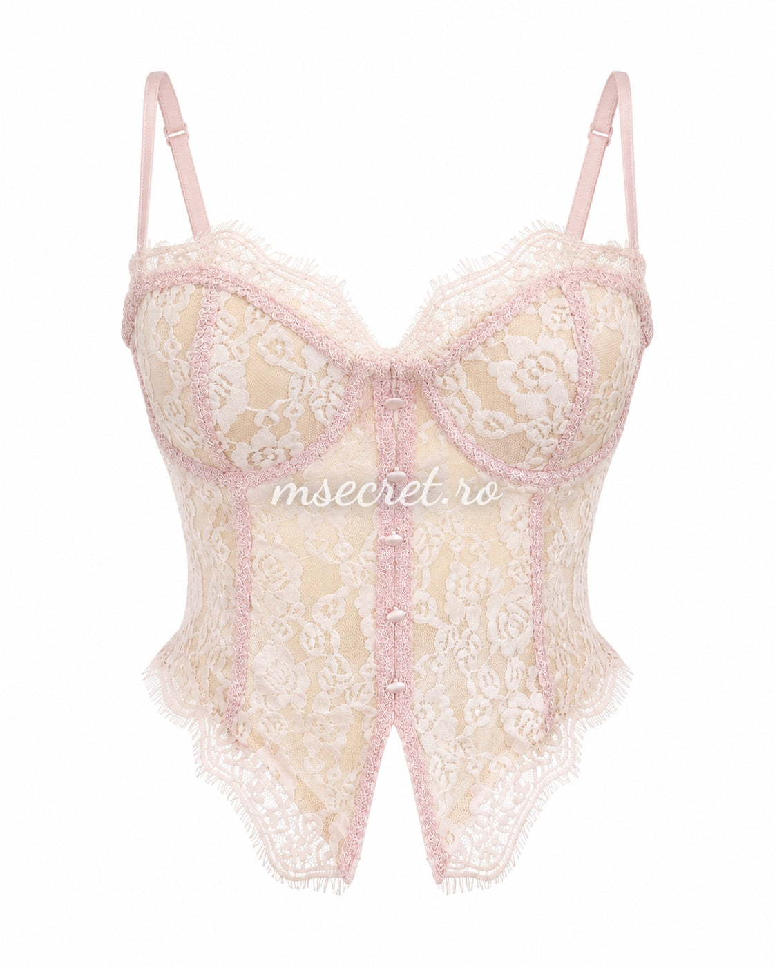Corset roz din dantela