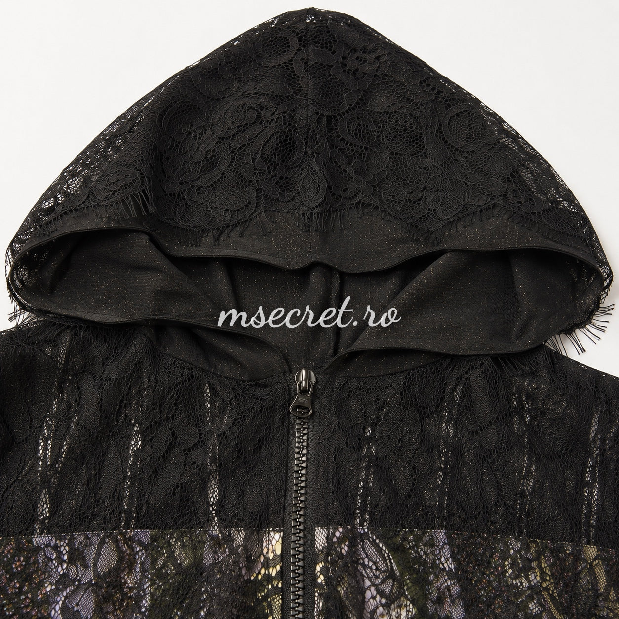 Black lace jacket with hood