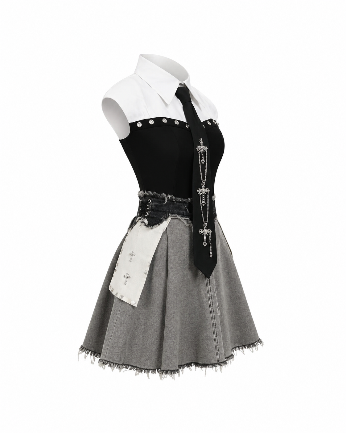 Fusta mini plisata din denim