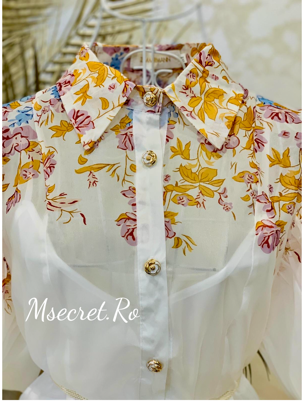 Rochie alba cu flori Anne
