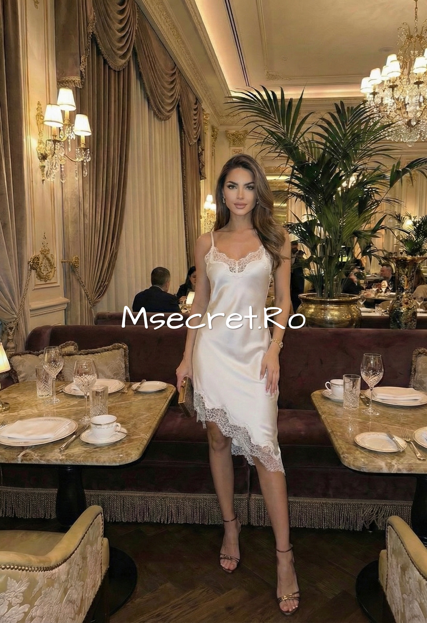 White midi dress with lace
