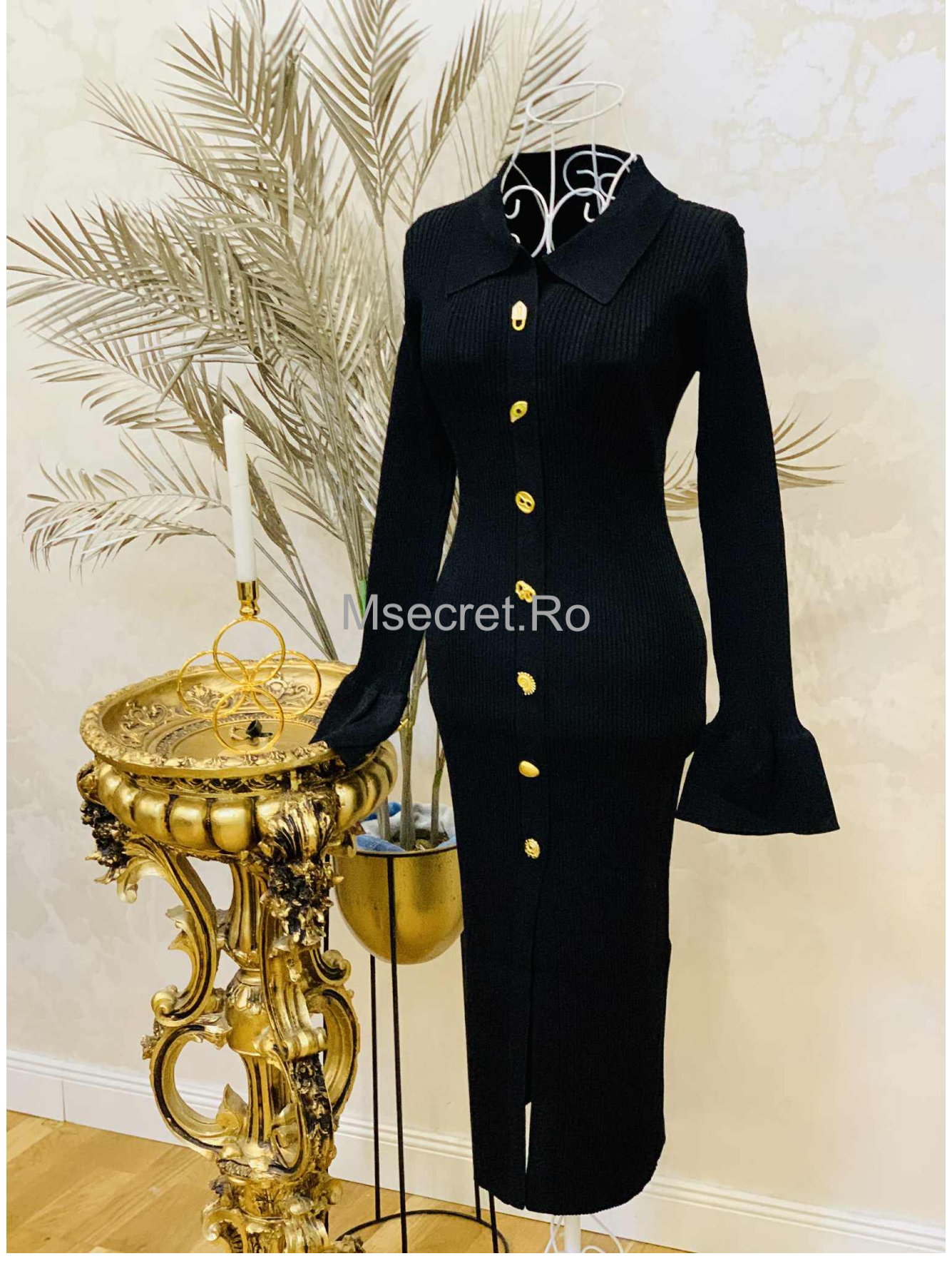 Rochie neagra din tricot