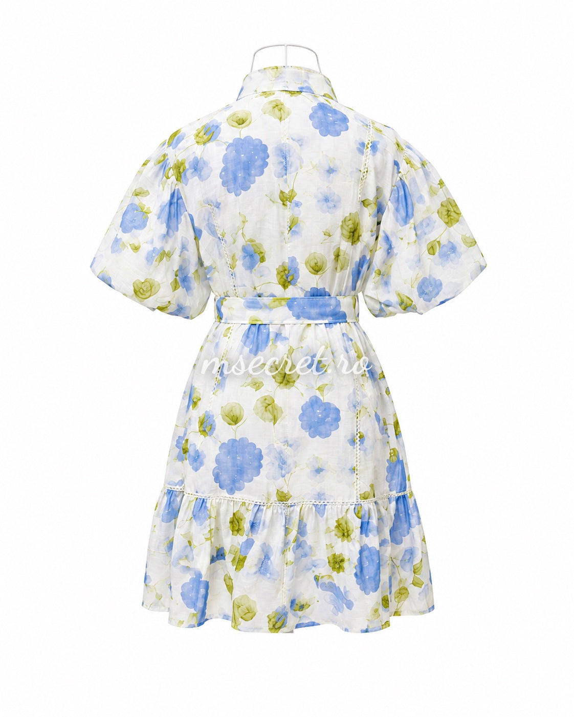 Rochie blue din in cu maneci scurte