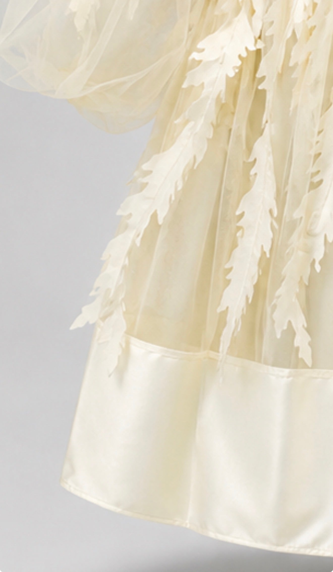 Ivory midi dress with stones and 3D pattern