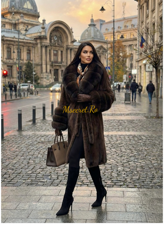 Haina de Blana naturala de vulpe cu Alcantara