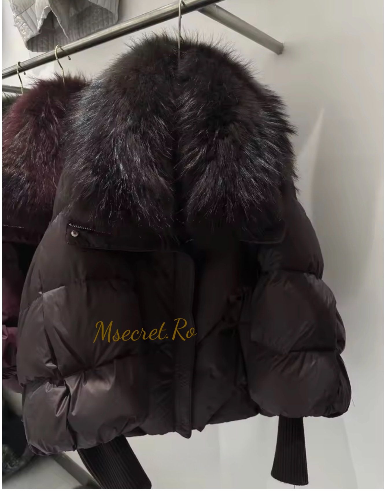 Jacket with natural fur collar