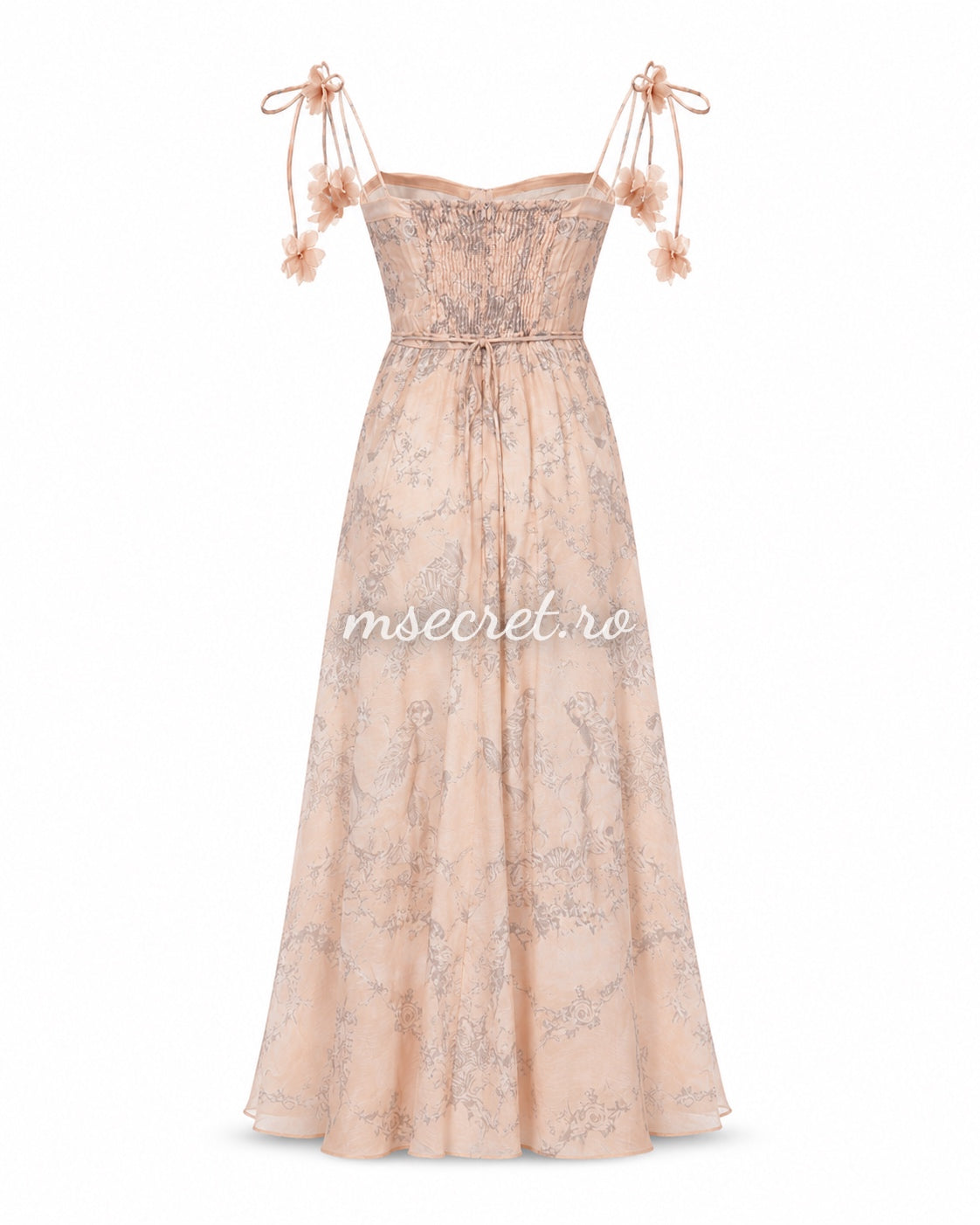 Long beige linen dress with corset and adjustable straps