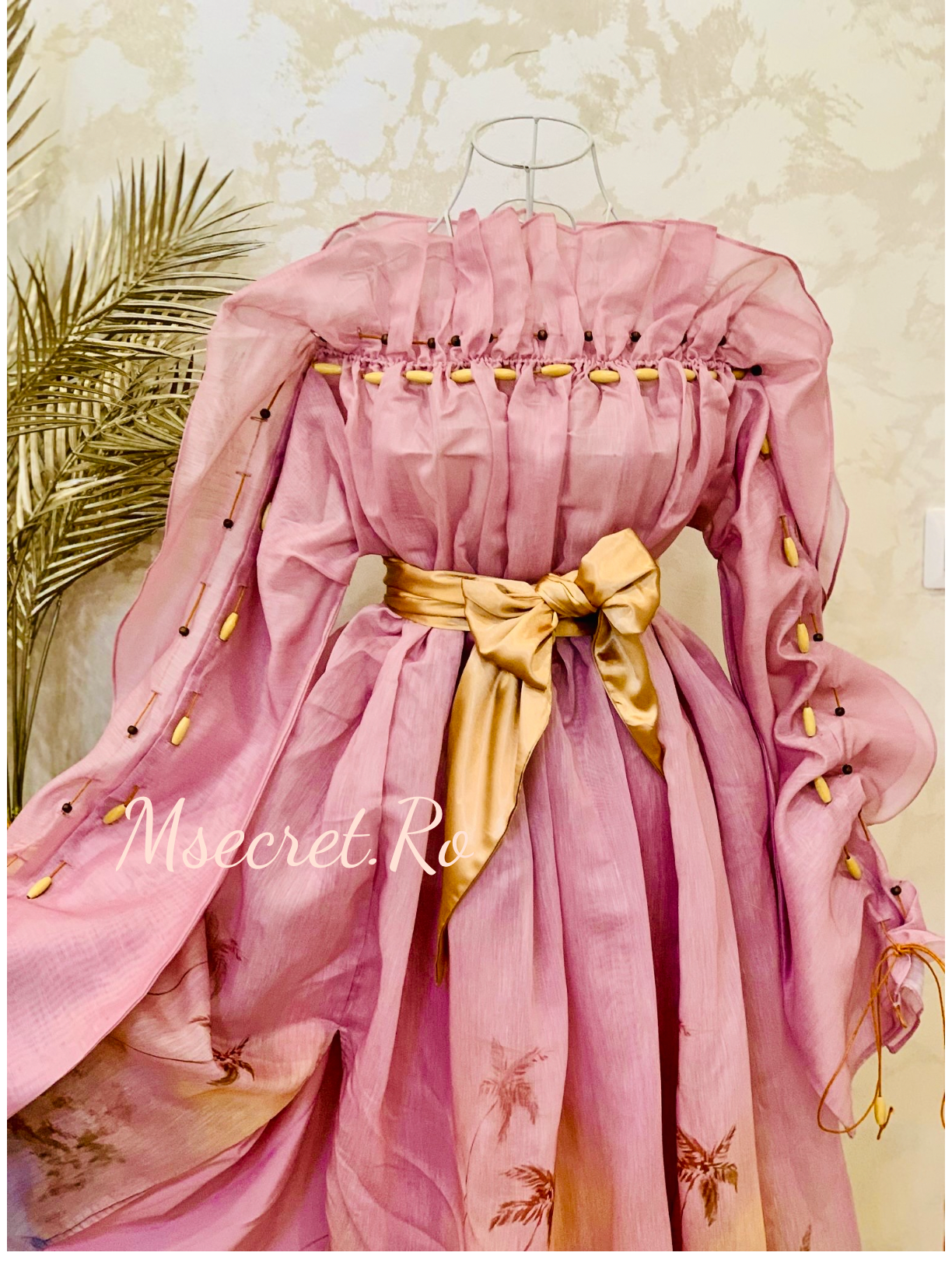 Rochie maxi din in si matase Palm