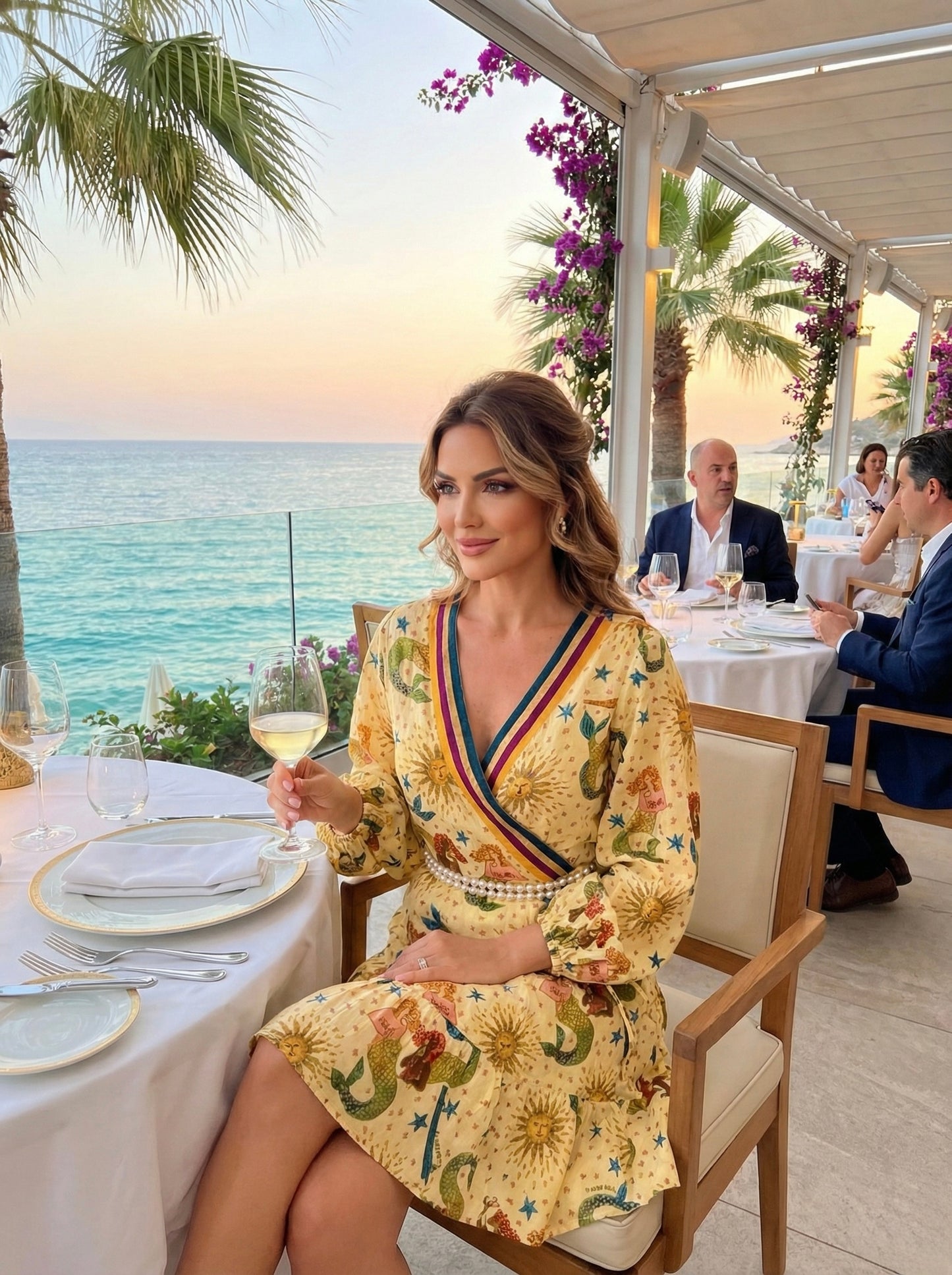 Rochie din in cu impreime martin