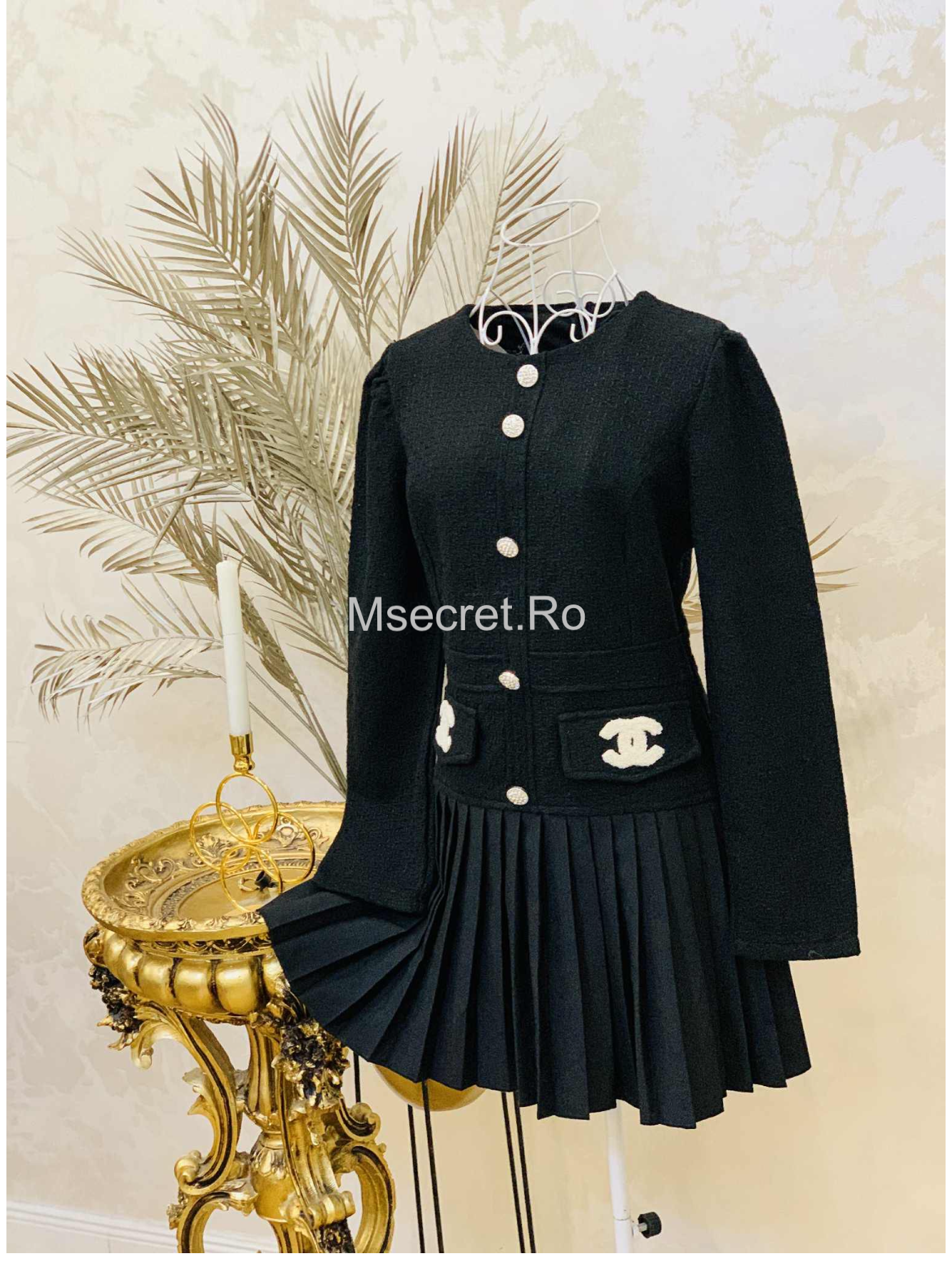 Rochie neagra din tweed