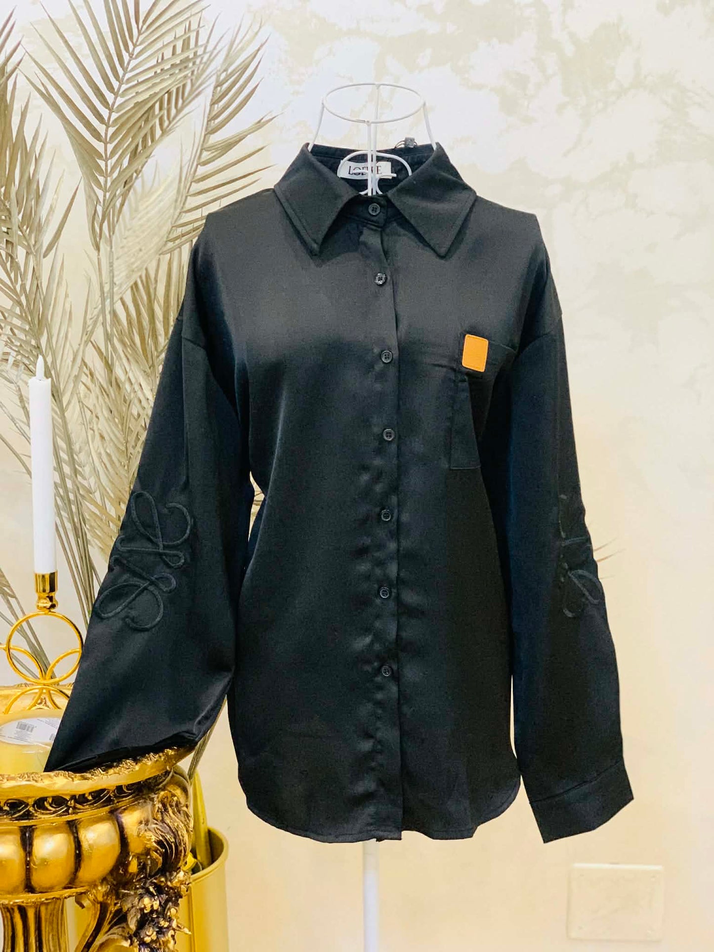 Black satin shirt