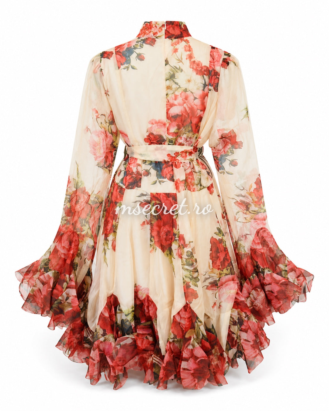 Rochie vaporoasa cu imprimeu floral Rosa