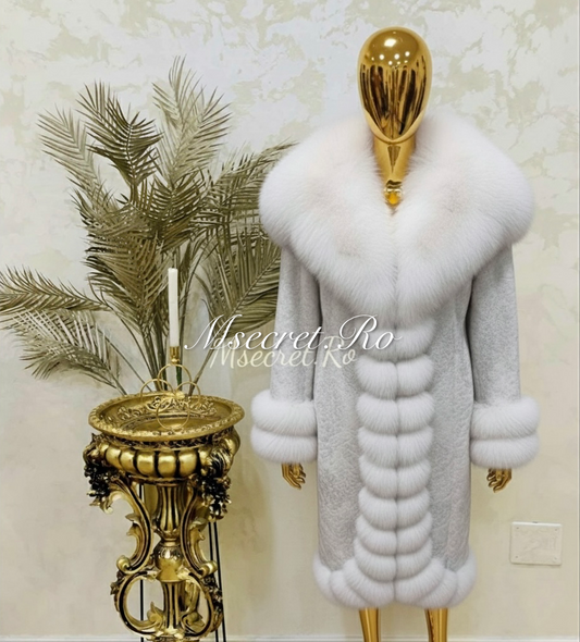 Natural fox fur and Alcantara coat