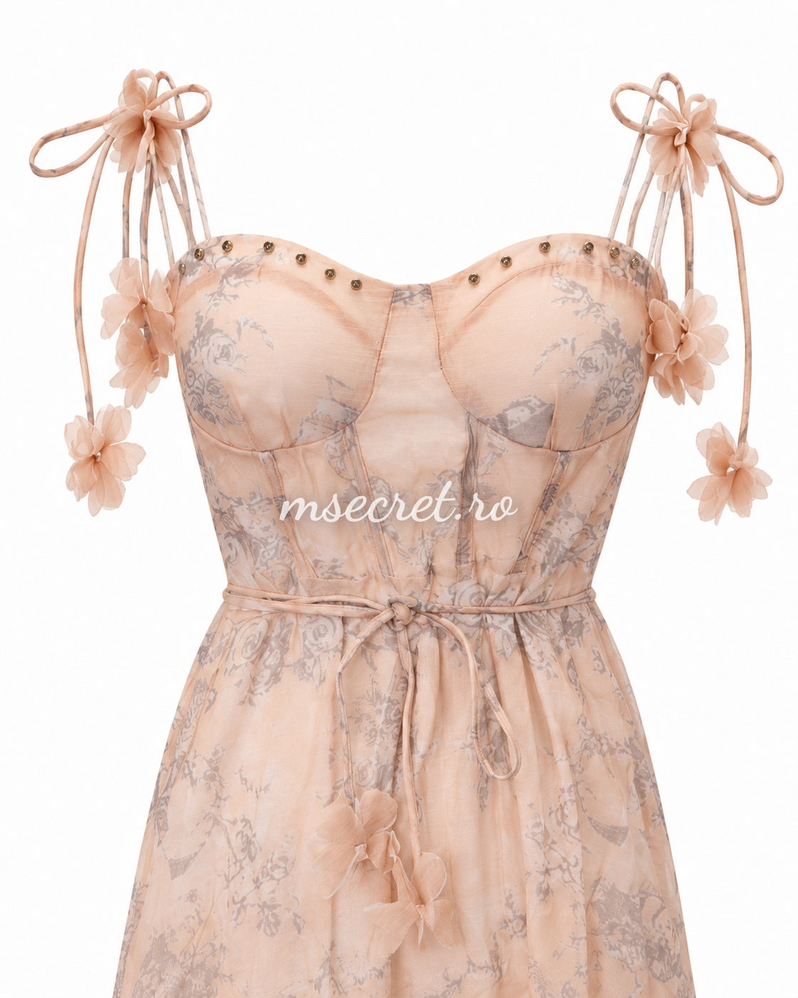 Long beige linen dress with corset and adjustable straps