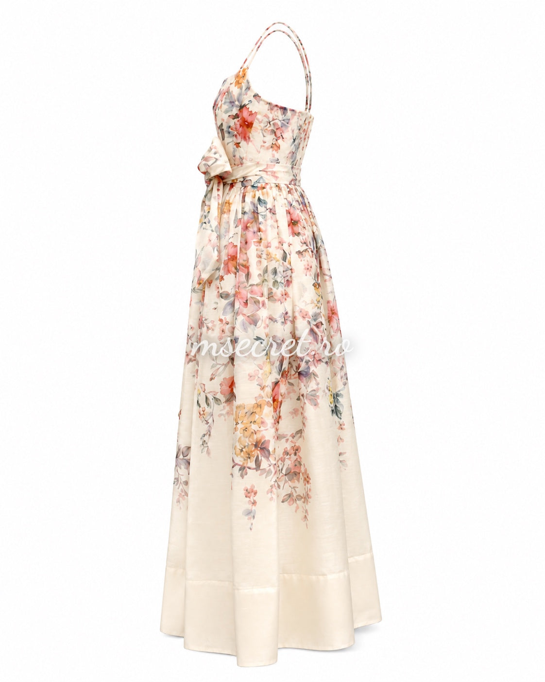 Rochie lunga din in cu imprimeu floral Mira