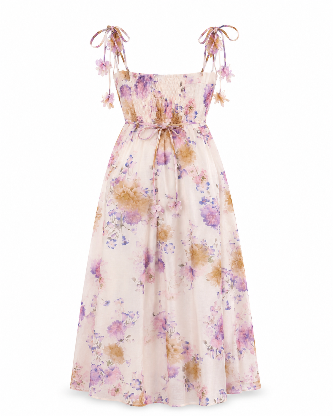 Rochie lunga florală din in cu corset și bretele reglabile