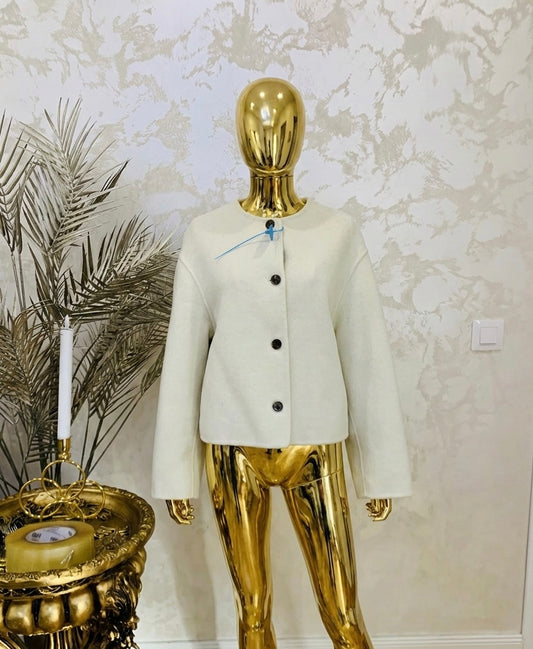 100% Cream Wool Coat