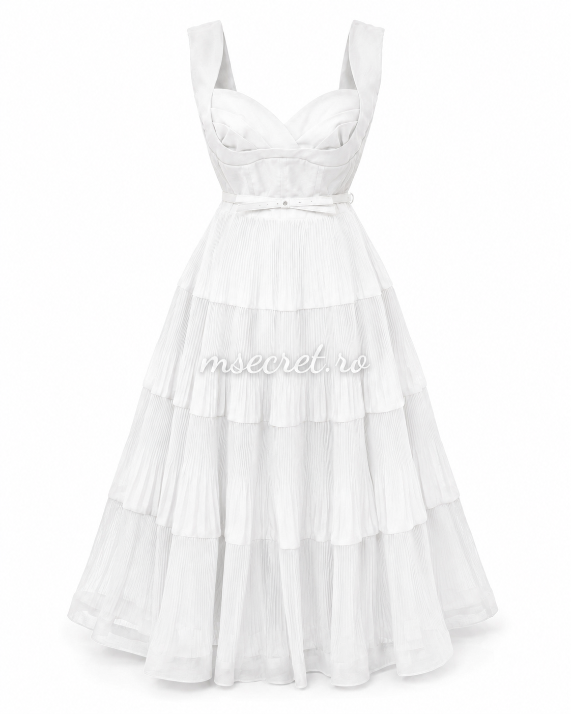 Rochie midi din in alba