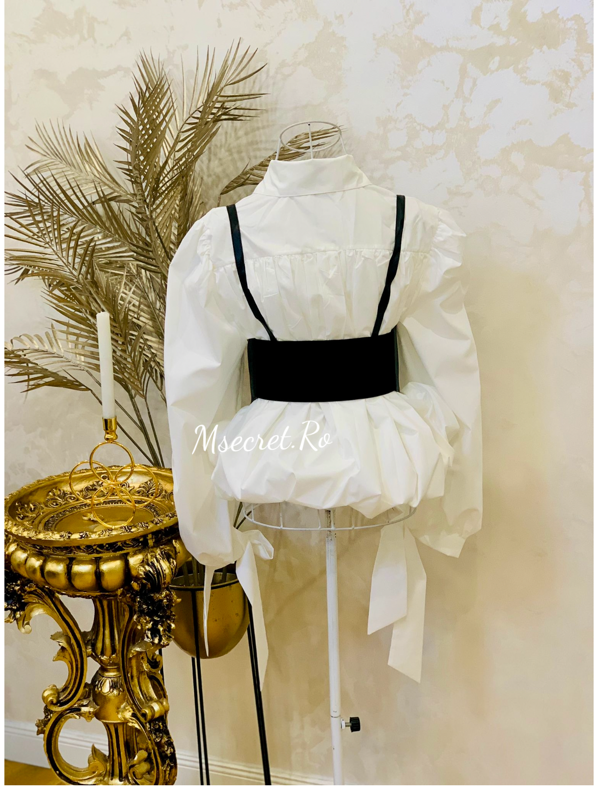 Camasa alba cu maneca lunga si corset
