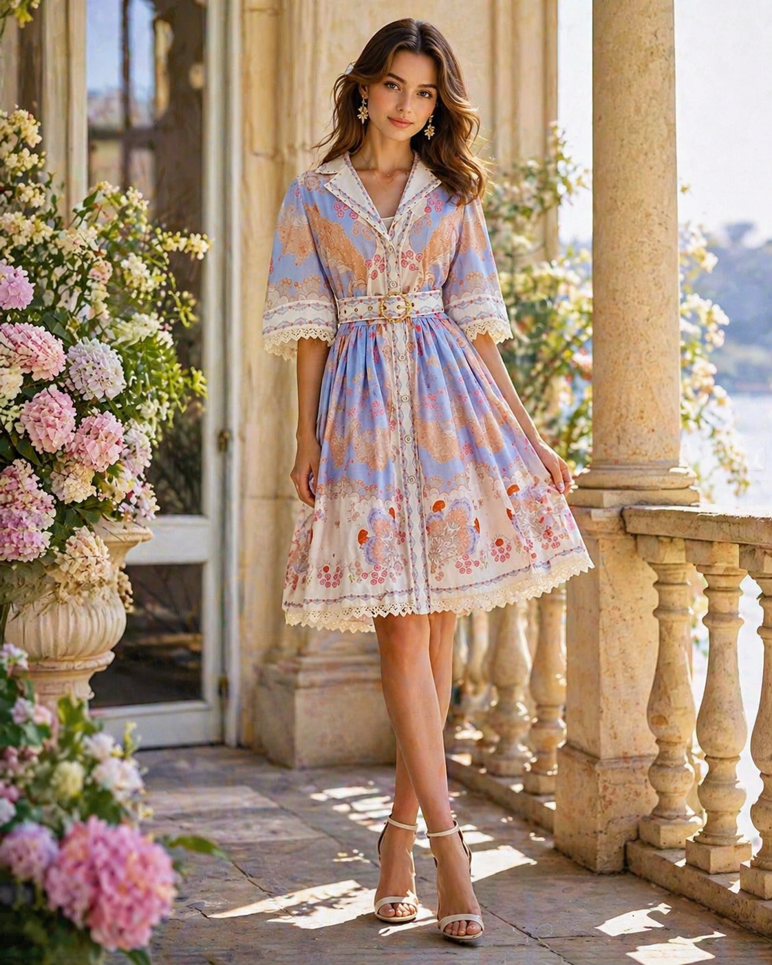 Linen dress with short sleeves