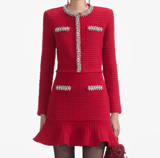 Set roșu cu detalii argintii Red Royal