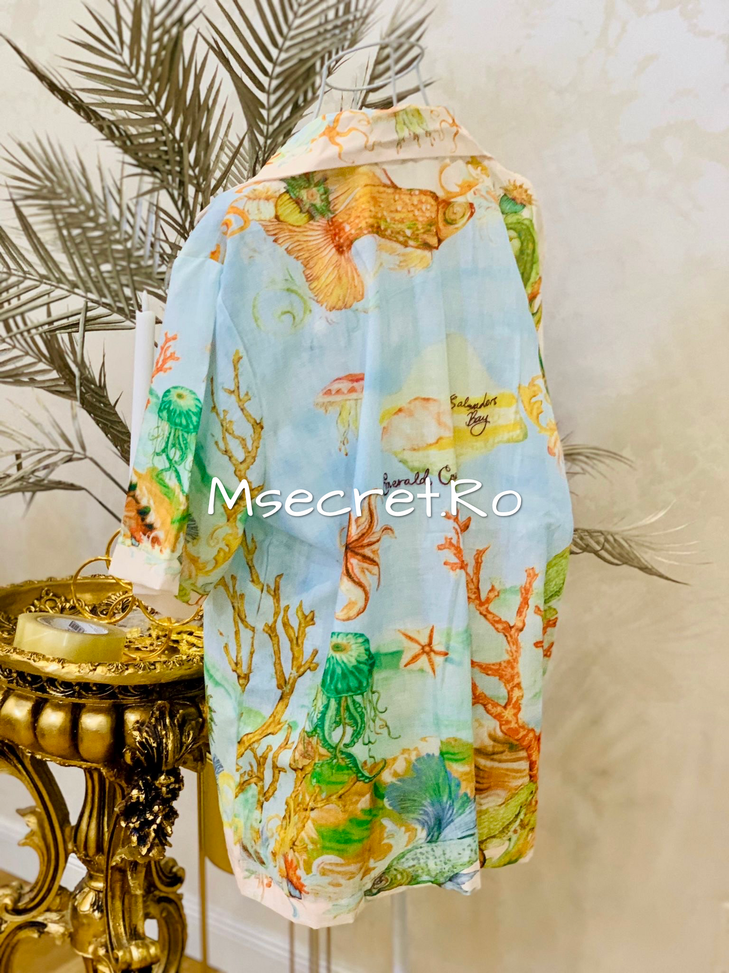 Blue linen set with shirt and long trousers
