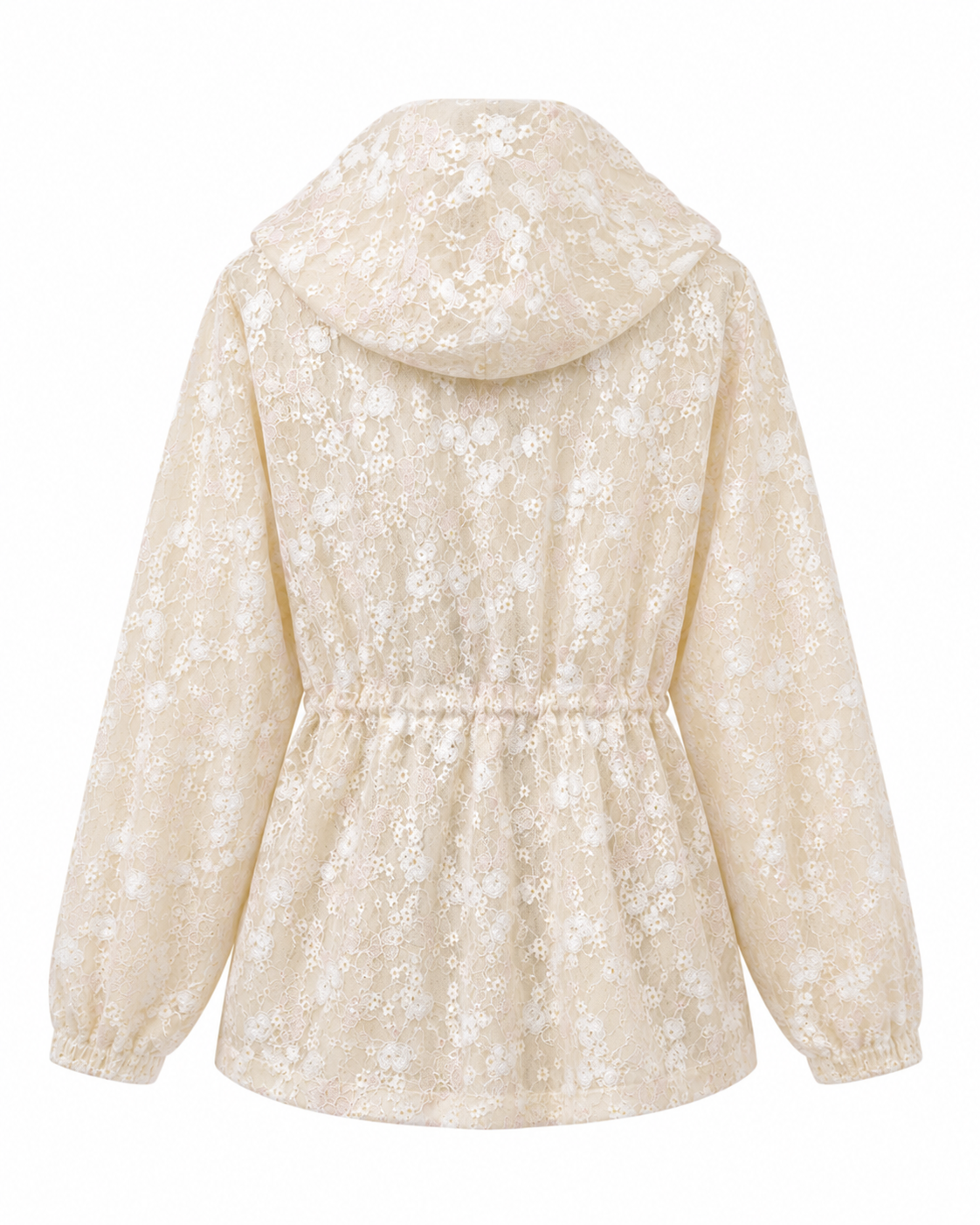 Cream jacket with butterfly sequins and hood