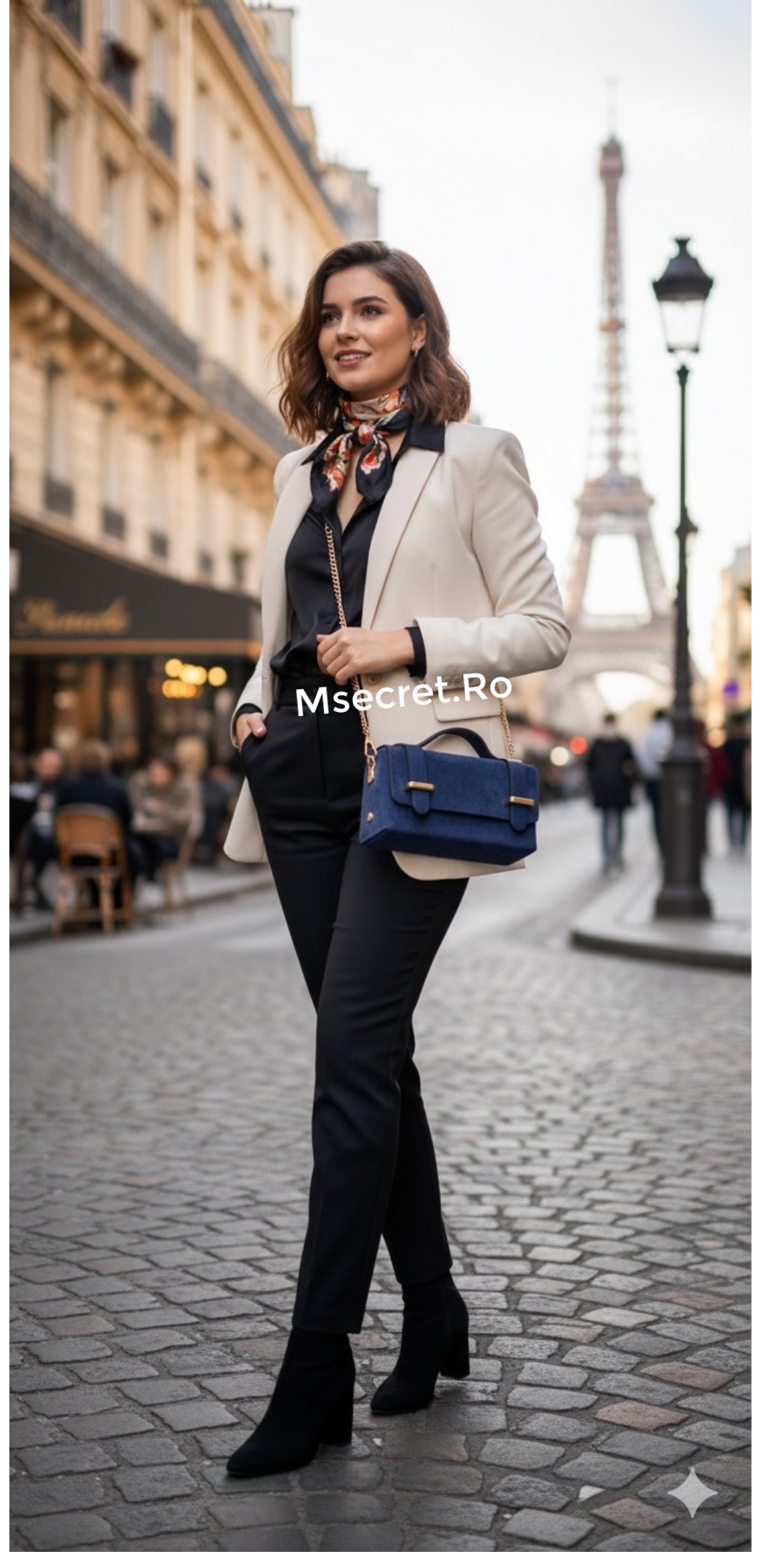 Geanta din piele naturala intoarsa cu accesorii elegante