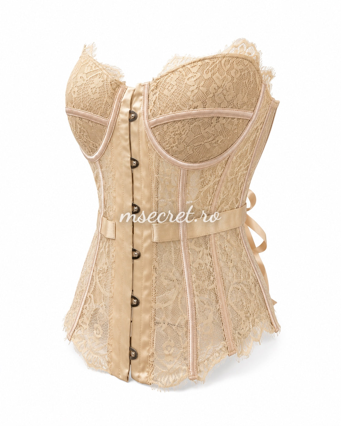 Beige lace corset with cups