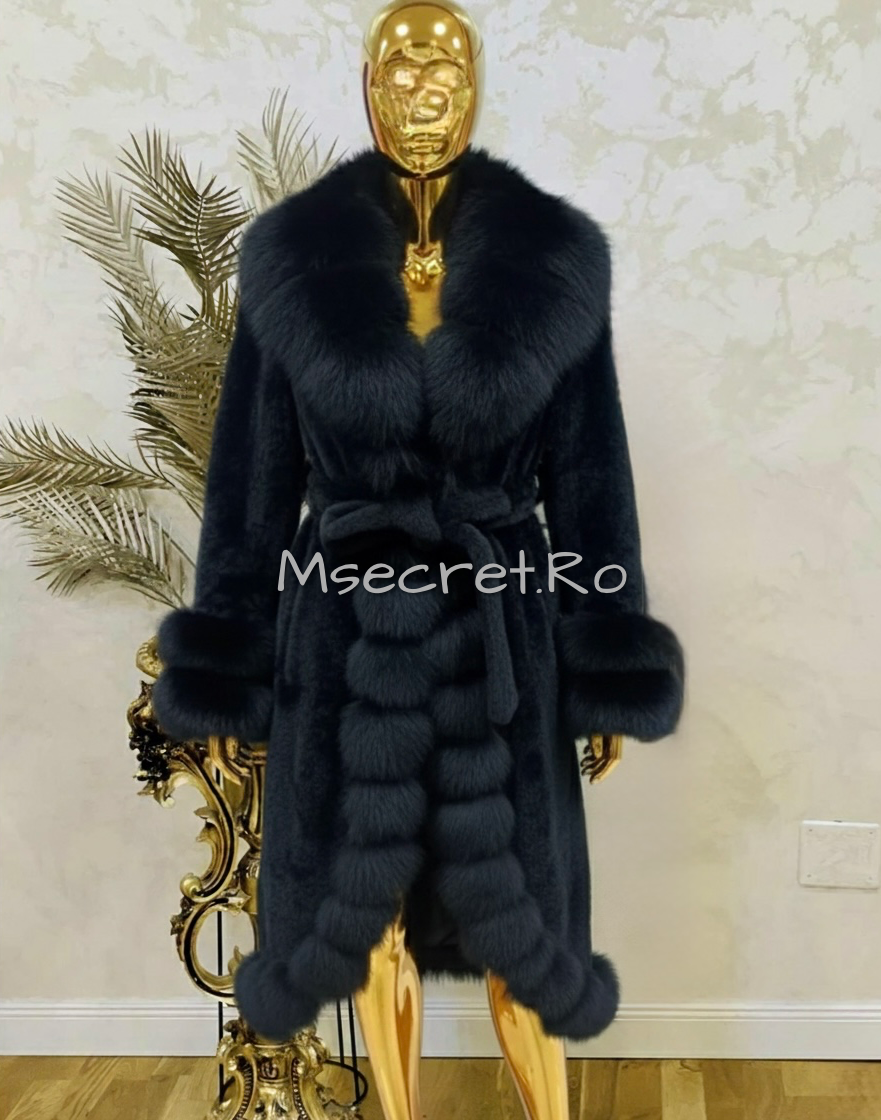 Natural Fox Fur and Alcantara Coat