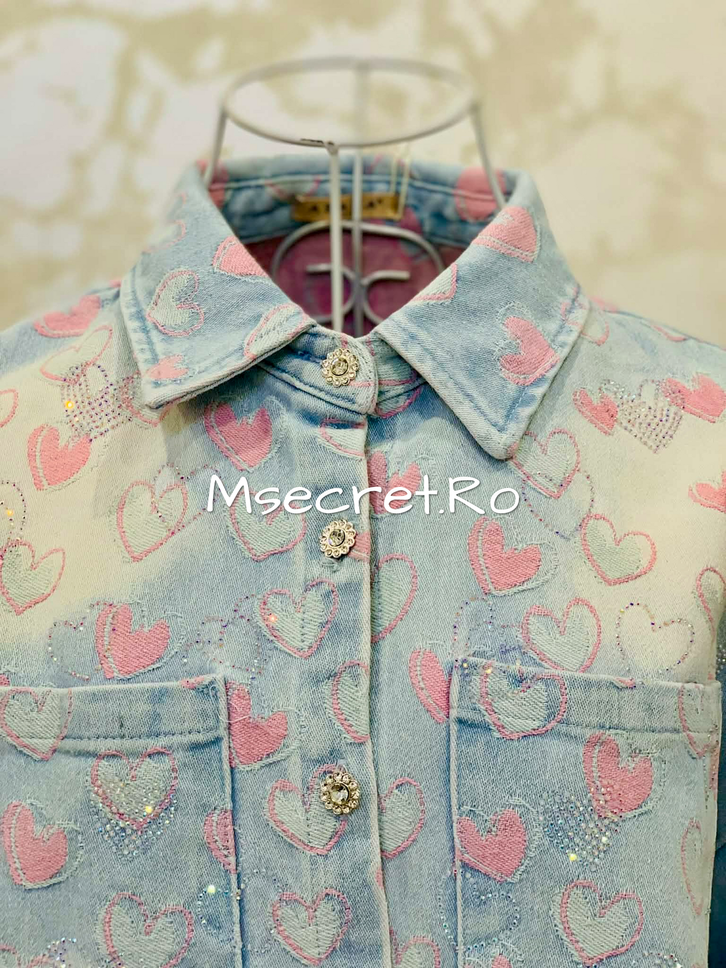 Jacheta denim cu pietricele