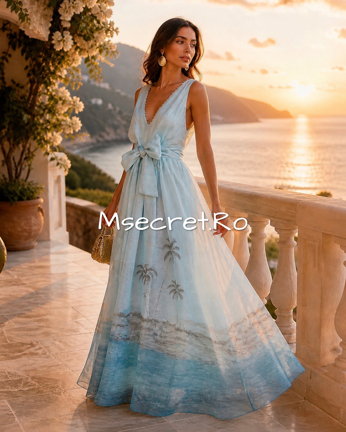 Long blue linen dress Mareia