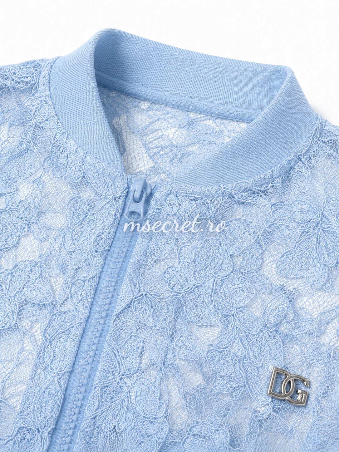 Blue floral lace set with jacket and trousers