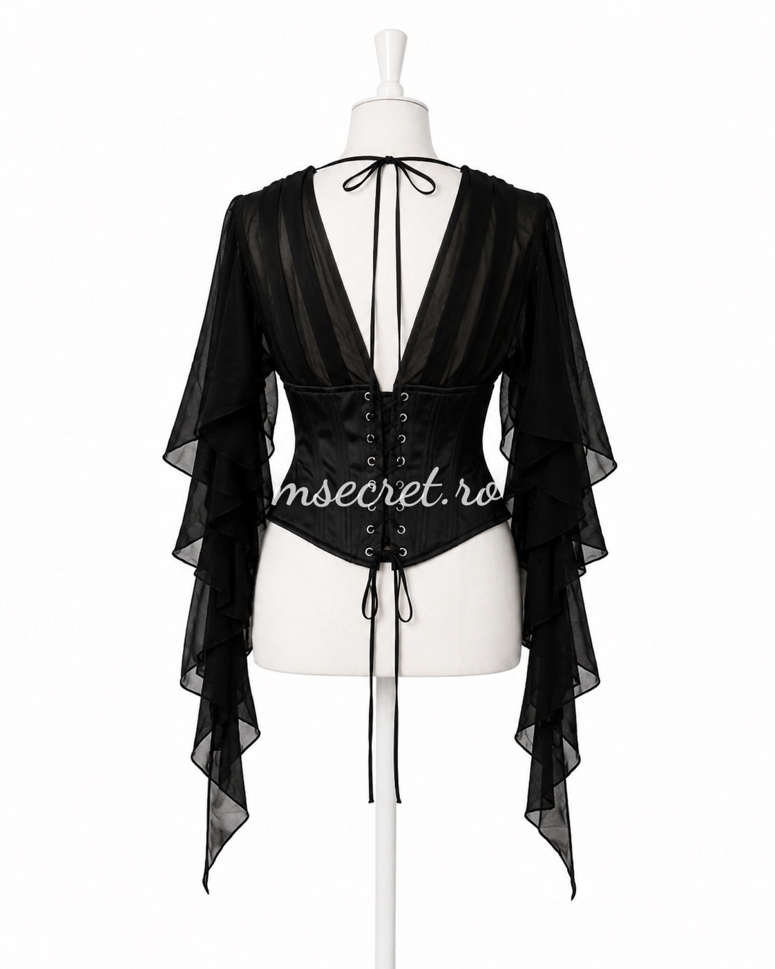 Corset negru cu maneci vaporoase ample