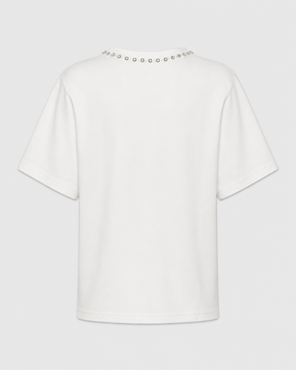 Tricou alb din bumbac cu brosa