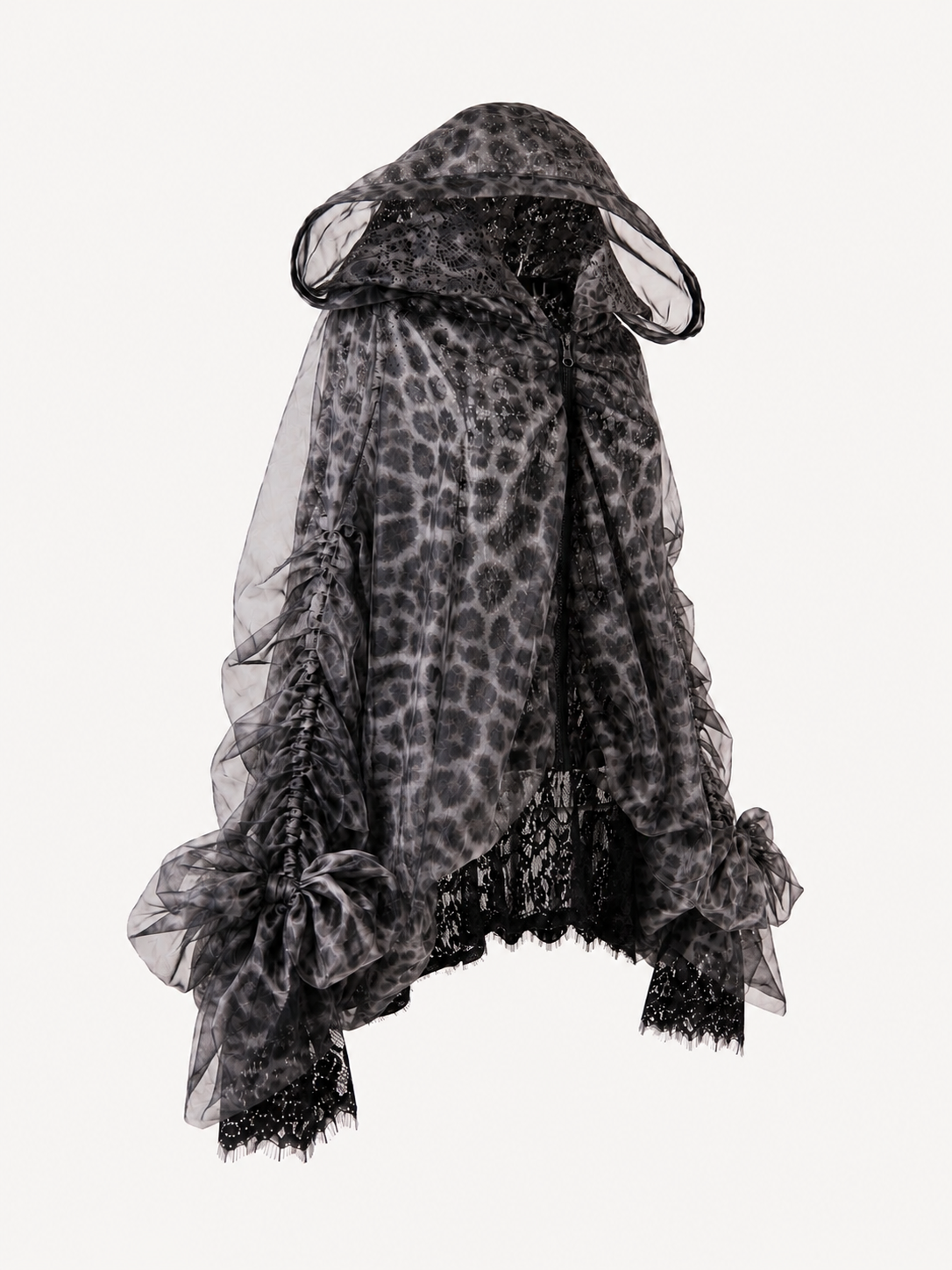 Jacket with lace print and hood