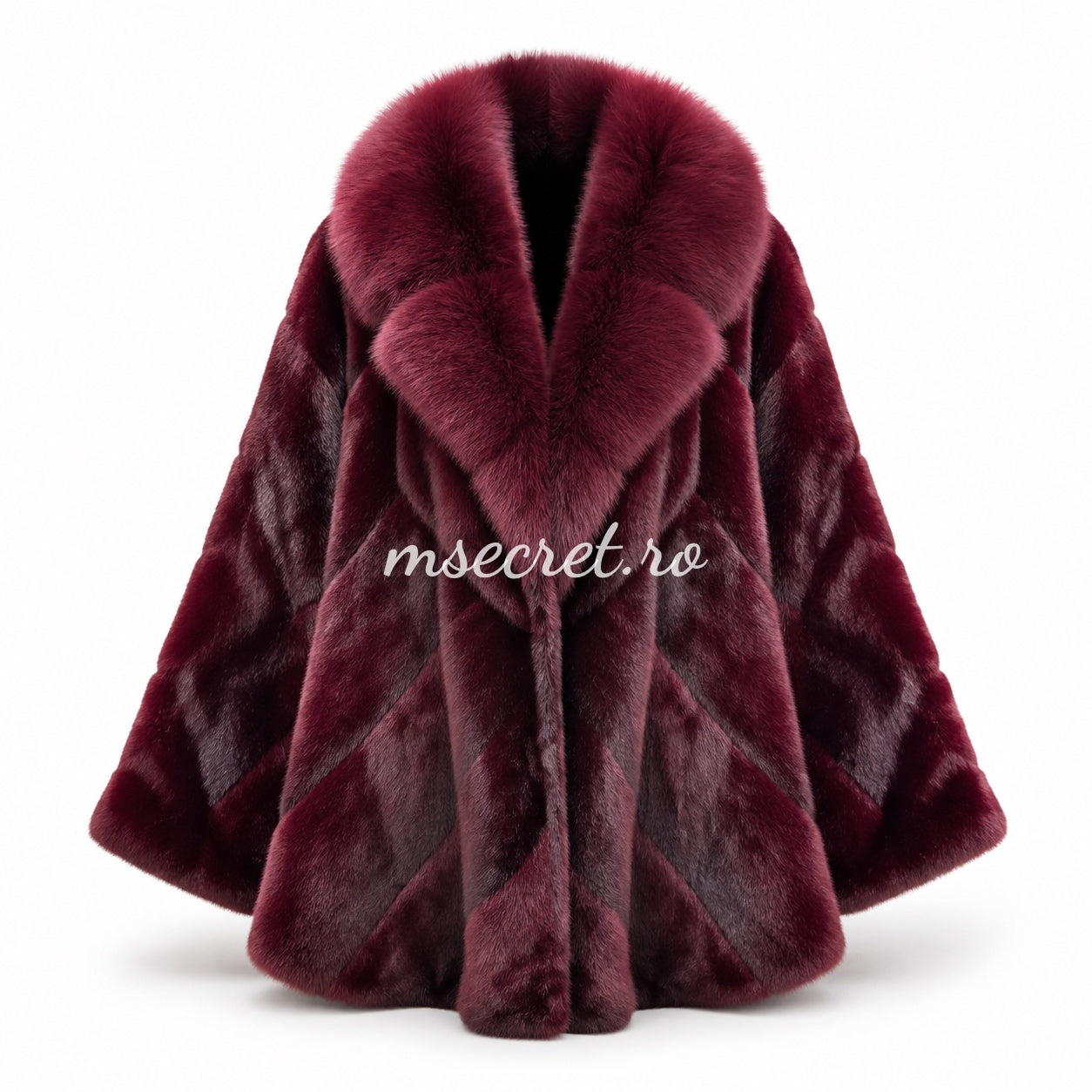 Capa din blana naturala de vulpe si alcantara