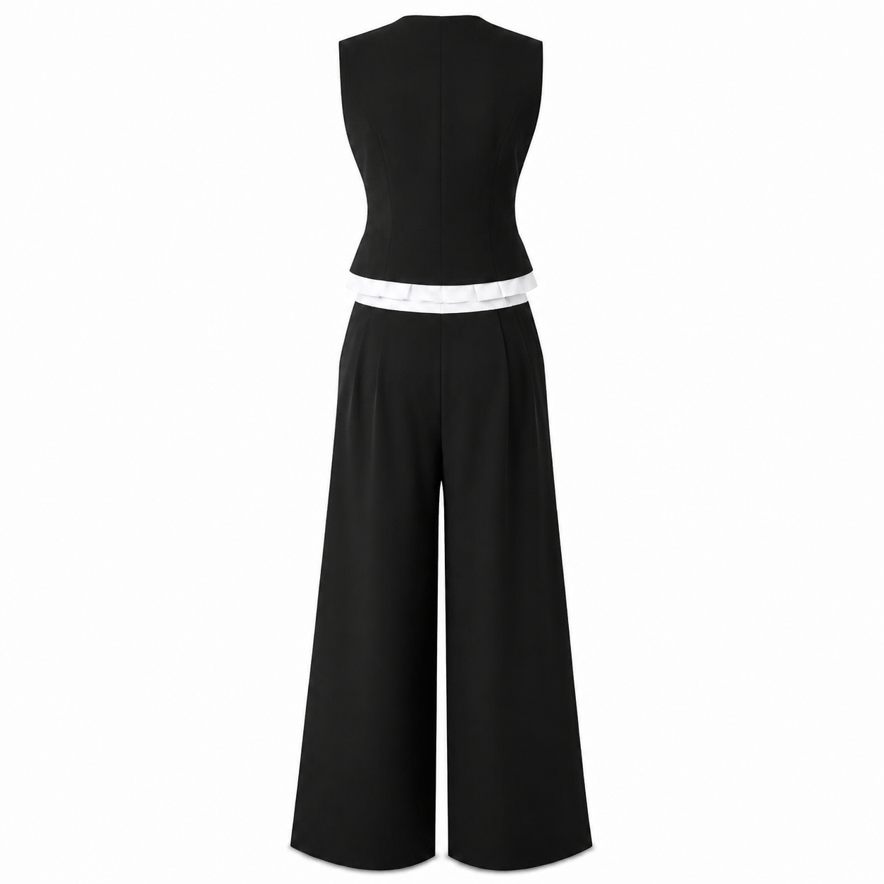 Compleu negru cu vesta si pantaloni