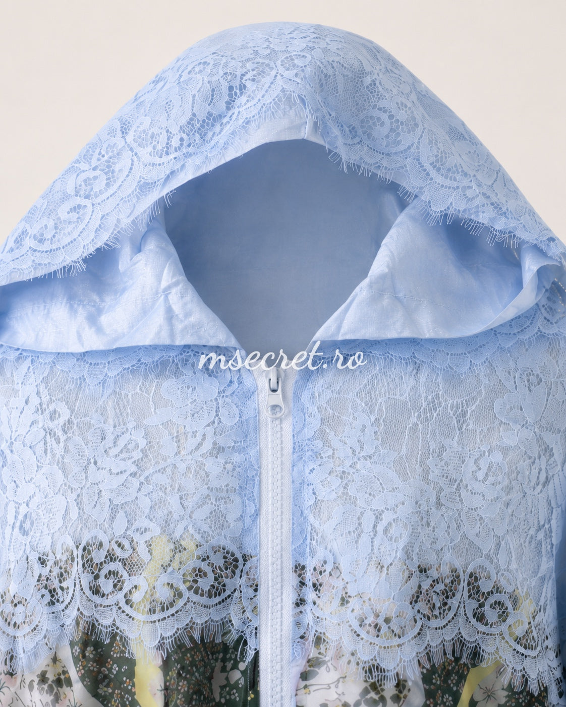 Blue lace hooded jacket