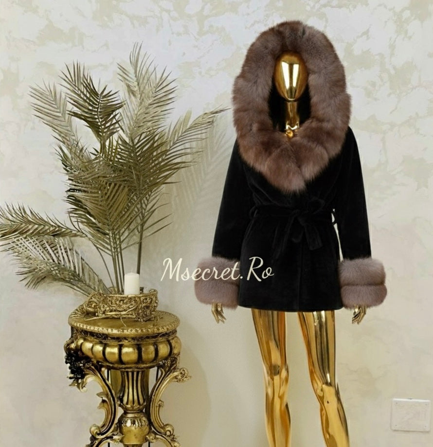 Haina de blana naturala alcantara cu gluga