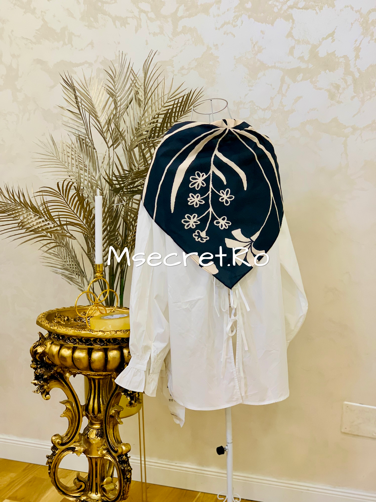 Camasa din bumbac cu esarfa