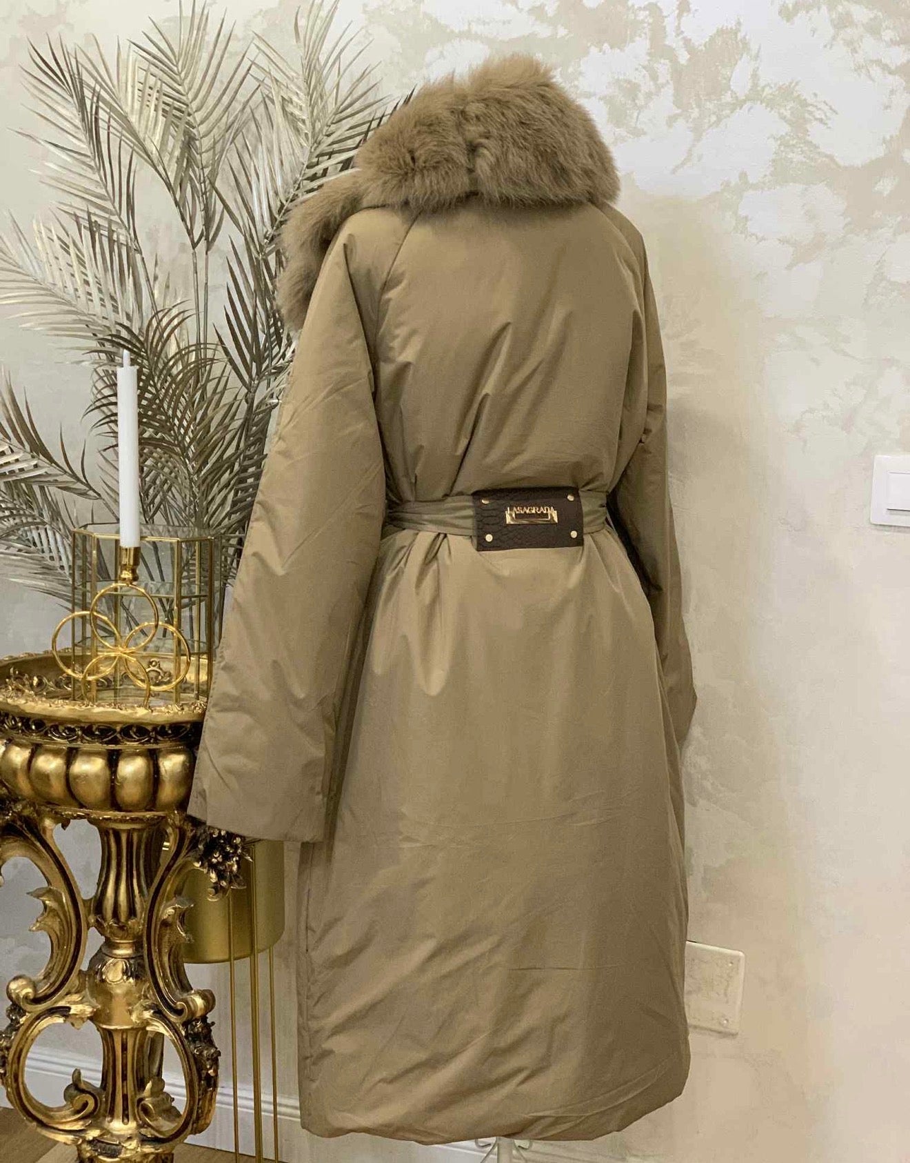 Jacket with natural fur collar