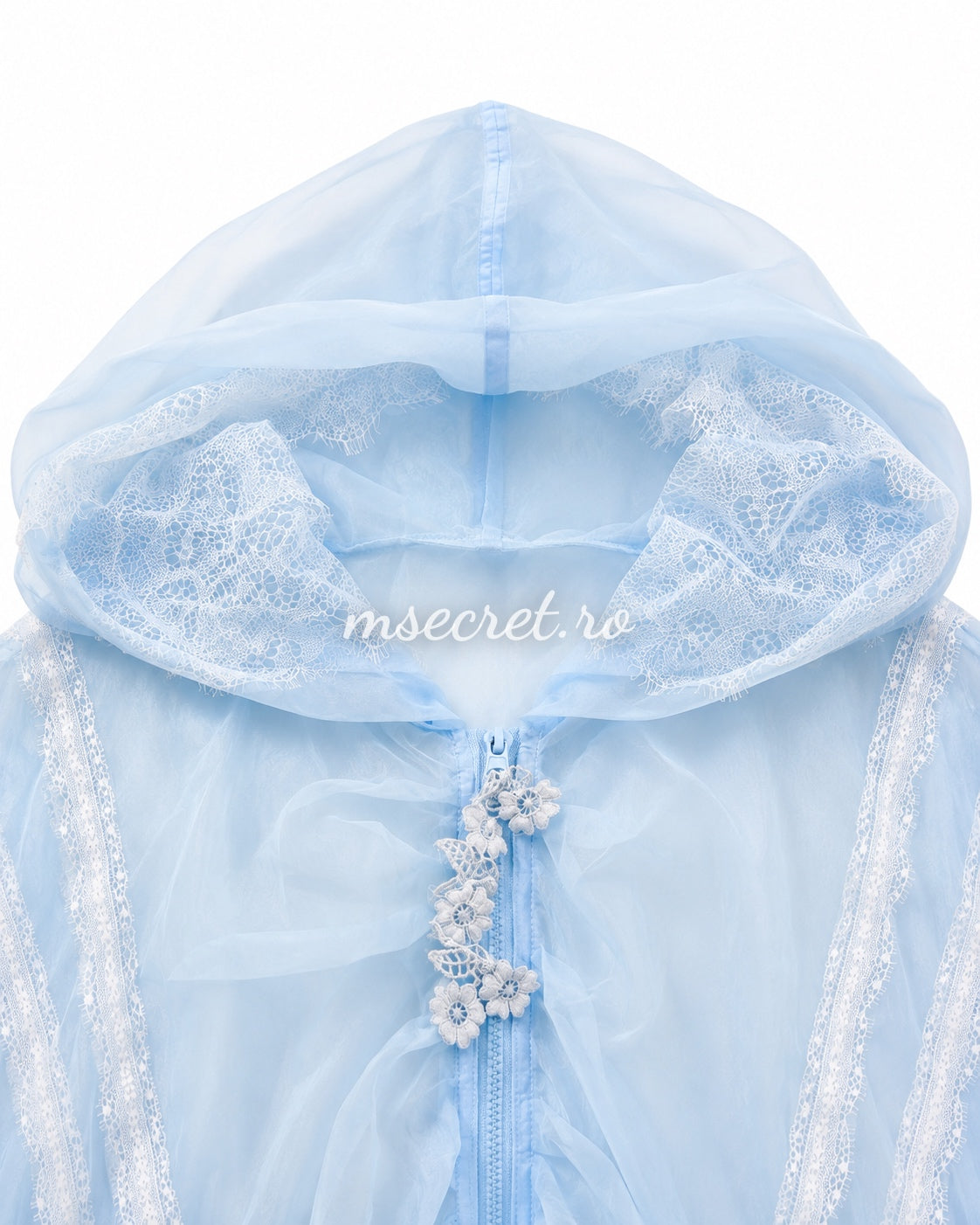 Blue jacket with lace and hood